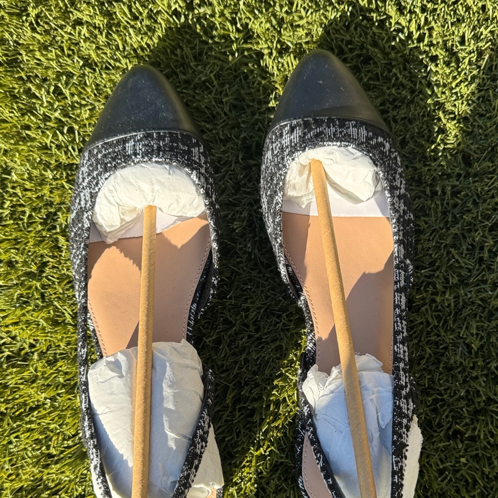 BCBGeneration Black and White Tweed Slingback Heels - Picture 8 of 15